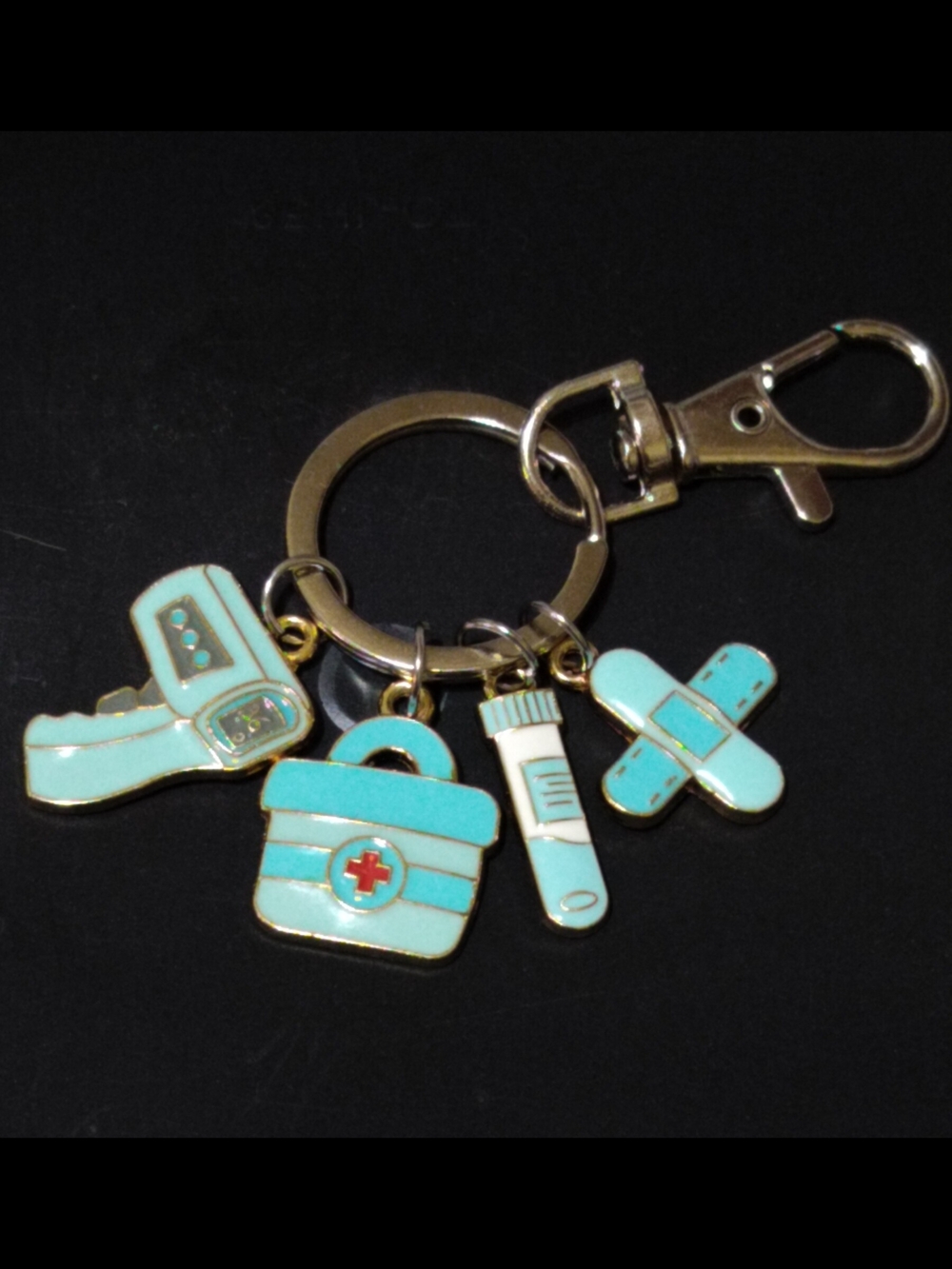 Aqua Blue Nurse Keychain Keyring With Enamel Charms For Medical Workers Gift
